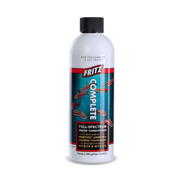 Fritz Aquatics Fritz Complete Water Conditioner/Dechlorinator Instantly Removes Chlorine & Chloramines/Detoxifies Nitrite & Nitrate for Fresh & Salt Water Aquariums (8-Ounce)